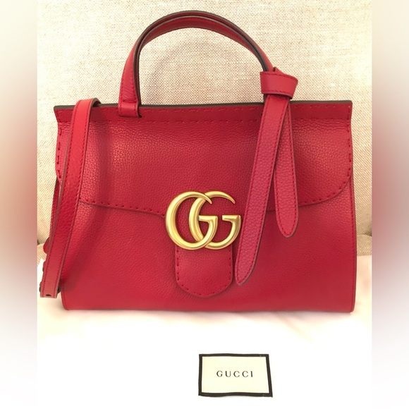 SOLD GUCCI Calfskin GG Marmont Top Handle Bag and Optional Shoulder Strap - Picture 3 of 17